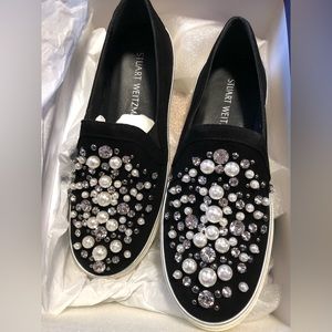 Stuart Weitzman - Pearl & Crystal Slip-on Sneakers